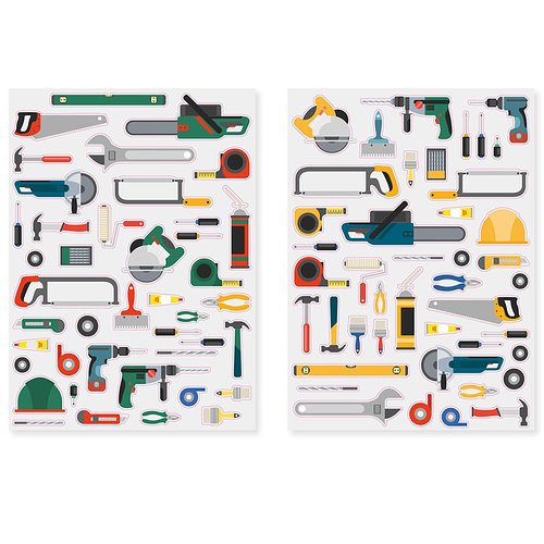 Stickers - Gereedschappen - Scrapbook Hobby DIY - 2 Stickervellen - 0.6-5.4cm - 84 Stuks