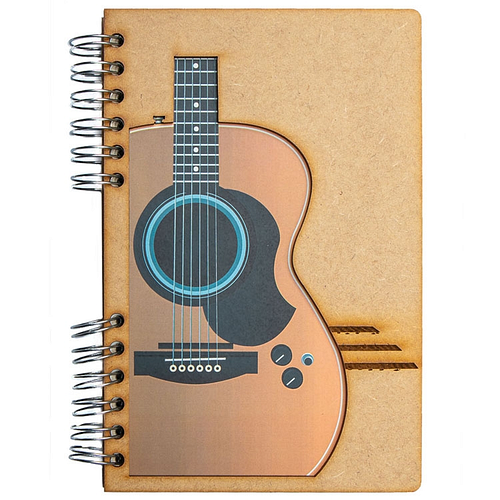 Notebook MDF 3d kaft A6 blanco - Gitaar