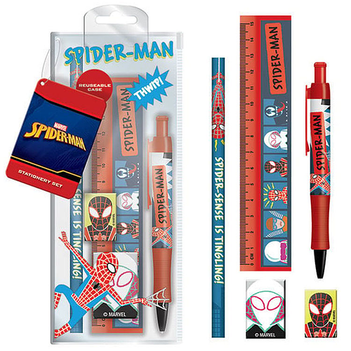 Stationary Set - Spider-Man Sketch - Marvel - Pen & Potlood & Liniaal & Gum & Puntenslijper - Opberghoesje