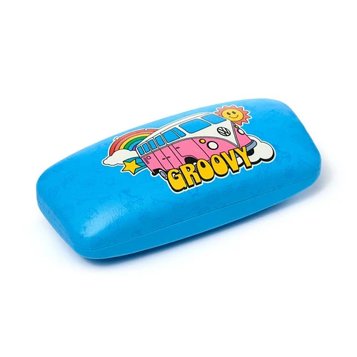 Brillenkoker/Zonnebril Houder Case - Volkswagen Busje T1 Groovy - Blauw - 5x16x6cm