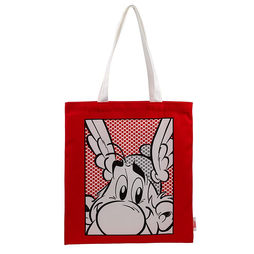 Boodschappentas Asterix - Rood - Zwart&Wit Afbeelding - 40x39cm