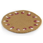 Vilt Onderzetter - Beigebruin - Paddenstoelen Rood/Wit - 35cm - Fairtrade Homedeco