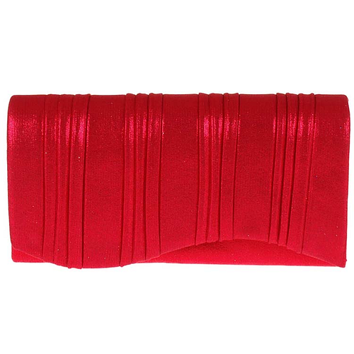 Avondtasje/Gala - Glimmend Warm Helder Rood Plisse - Envelopmodel Golf - Magneetsluiting & Schouderketting - 20,5x5,5x10cm