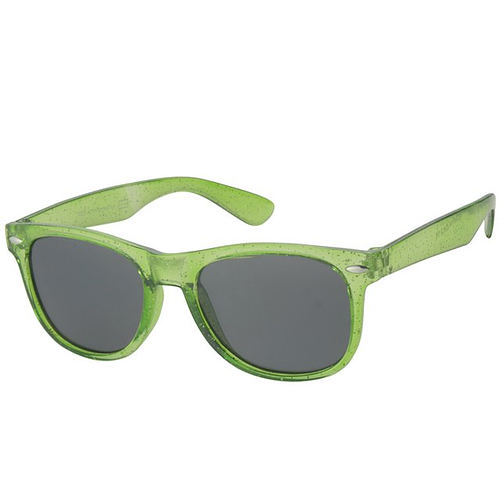 Meisjeszonnebril groen semitransparant montuur met glitters 5-8jr - 100% UV cat 3