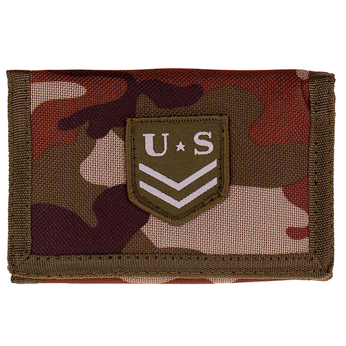 Klittenband Portemonnee Camouflage Embleem met Rangstrepen U.S. - 13x8,5cm