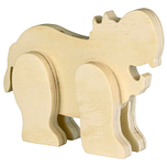 Nijlpaard - Hout 3D Staand - Hobby & DIY - Duurzaam & Onbehandeld Hout - 12x9x2cm