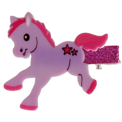 Haarclipje met glitters pony lila - 6 cm