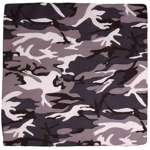 Bandana / Doek - Urban Camouflage - Zwart/Grijs/Wit - Katoen - 50x50cm