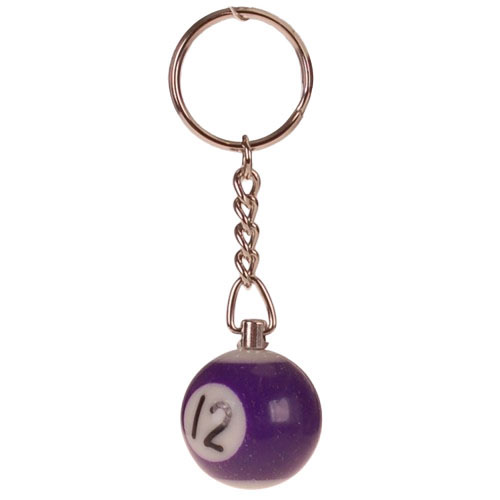 Sleutelhanger - Poolbiljart 12-Ball 3D - Paars/Wit - 2,5cm