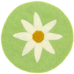 Vilten Onderzetter Rond - Groen met Witte Margriet - 20 cm - Fairtrade Homedeco