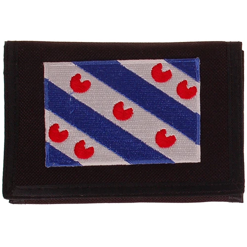 Zwarte klittenbandportemonnee 12x9cm - Applicatie 8x6cm vlag Fries