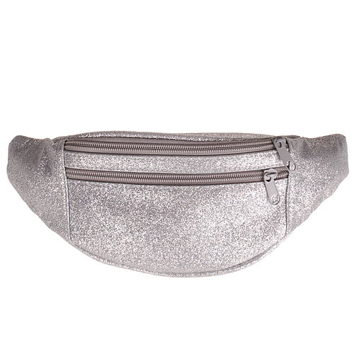 Heuptas - Zilverkleurige Glitters - 100% Leer - Premium Kwaliteit - Verstelbare Band - 30x14cm