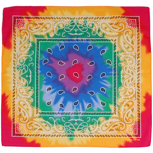 Bandana / Doek - Regenboogkleuren Tie Dye - Katoen - 50x50cm