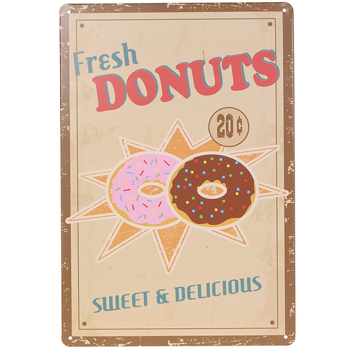 Metalen plaatje - Fresh Donuts