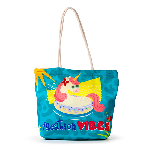 Strandtas - Eenhoorn/Unicorn Vacation Vibes - Canvas - 39x47x15cm