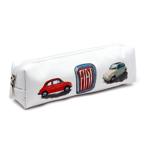 Etui/Pennenzak - Fiat 500 Retro - Rood/Wit/Groen - Canvas - 5.5x20x6cm