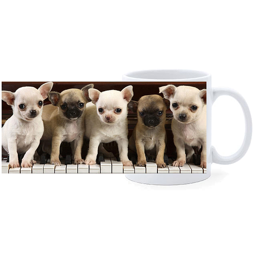 Beker - Chihuahuas op Piano met Bladmuziek