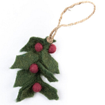 Hanger Vilt - Hulst / Holly Berry Small - 10cm - Groen/Rood - Fairtrade