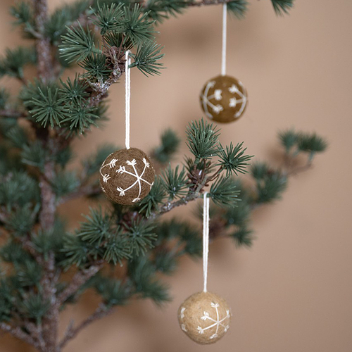 Kerstballen Vilt - Gingerbread Small - Set 3 stuks - 5cm - Bruin Tinten - Fairtrade