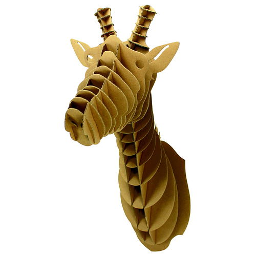 3D Model Karton Puzzel - Giraffe Hoofd Muurschild - DIY Hobby Knutsellen - 58x19x41cm