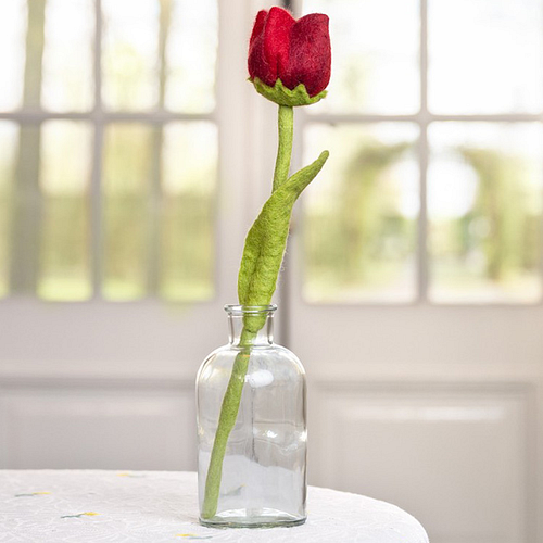 Vilt Bloem - Tulp "Robin" Rood - 40cm - Fairtrade Homedecoratie