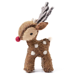 Hanger Vilt - Rendier Rudolf met Rode Neus - Gingerbread - 13x6,5cm - Beigebruin - Fairtrade