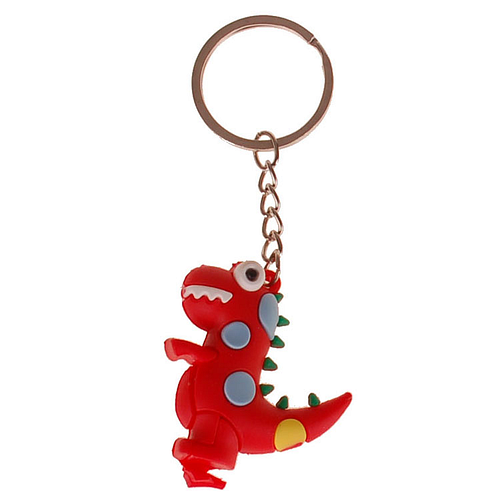 Sleutelhanger - Dinosaurus 3D Cartoon - Rood/Blauw - PVC - 4,5cm