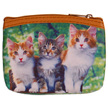 Kleine portemonnee met 3 gevlekte poesjes - 11x9cm