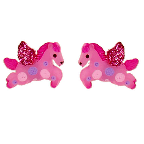 Kinderoorbelletjes Paardjes roze - 2x1,5cm