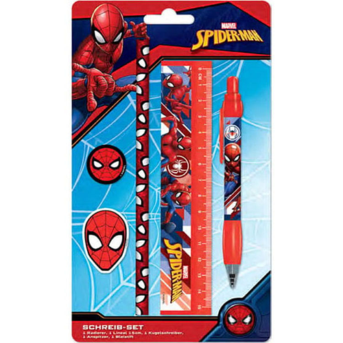 Stationary Set - Marvel Spider-Man - Pen & Potlood & Liniaal & Gum & Puntenslijper - Rood & Blauw