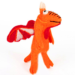 Vilten Vingerpoppetje Draakje Oranje met Vleugels - 16cm