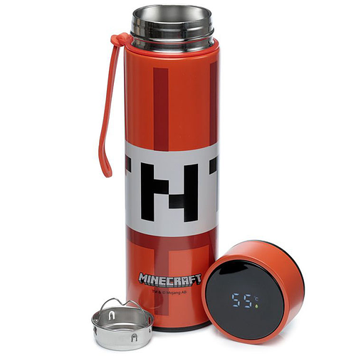 Thermosfles Minecraft TNT met Digitale Thermometer - Rood - 450ml