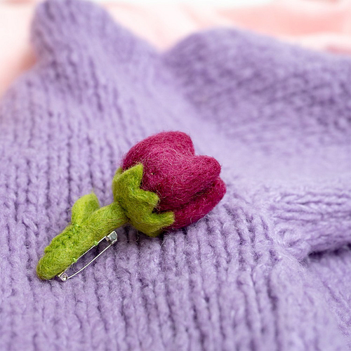 Vilten Broche Tulp "Mila" - Fuchsia - 8cm