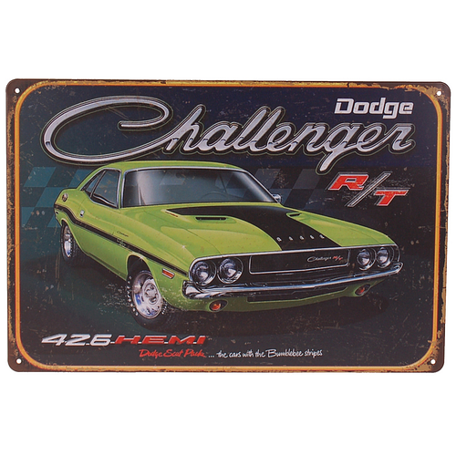 Metalen Plaatje - Challenger R/T Groen American Musslecar - 20x30cm