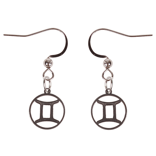 Oorbellen Zilverkleurig - hanger sterrenbeeld Tweelingen