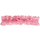 Roze kousenband met kant en 3 roze strikjes