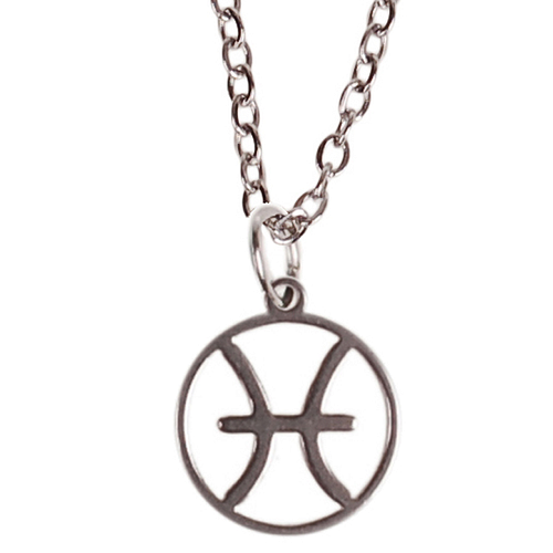 Kinderketting Zilverkleurig 45cm - Hangertje Sterrenbeeld RVS -  Vissen