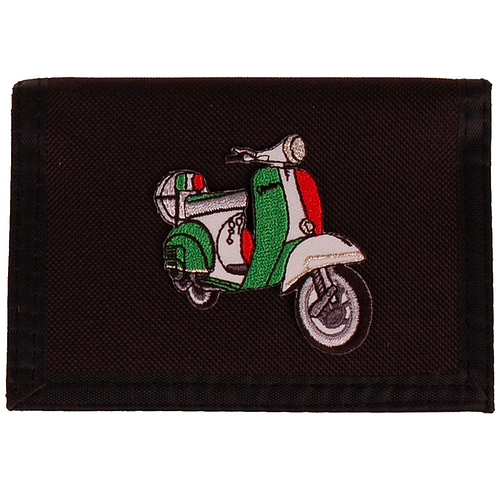Portemonnee zwart 14x10cm - Scooter Italie Vespa - 6x6cm 