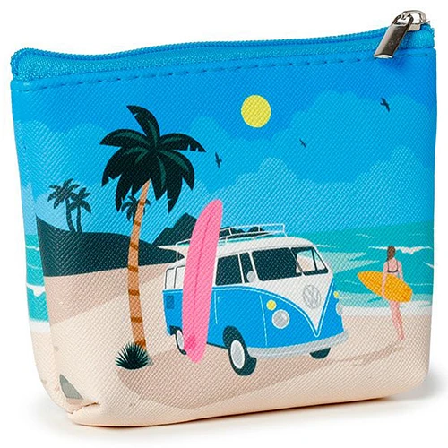 Ritsportemonnee - Volkswagen VW Busje T1 - Waves - Blauw - 8x11x3cm