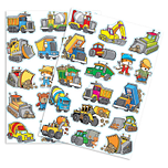 Stickers - Cartoon Vrachtwagens & Graafmachines - Scrapbook Hobby DIY - 2 Stickervellen - 3-6cm - 34 Stuks