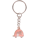 Sleutelhanger/Tashangertje - Zilverkleurige Sleutelring - Hangertje Caravan roze zilverkleurig geëmailleerd 2cm