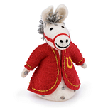 Paard van Sintermuis Vilt Fairtrade - Paard Sinterklaas Vilt Figuur - Rood & Creme & Goudkleurig Draad - 18cm