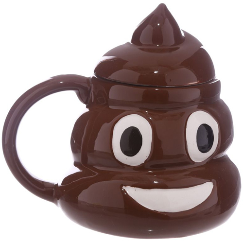 Beker Emoticon Drol met Smiley - met Deksel - 13x8,5cm 