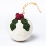 Kerstbal Vilt - Hulst / Holly Berry Small - 5cm - Rood/Groen/Wit - Rond - Fairtrade