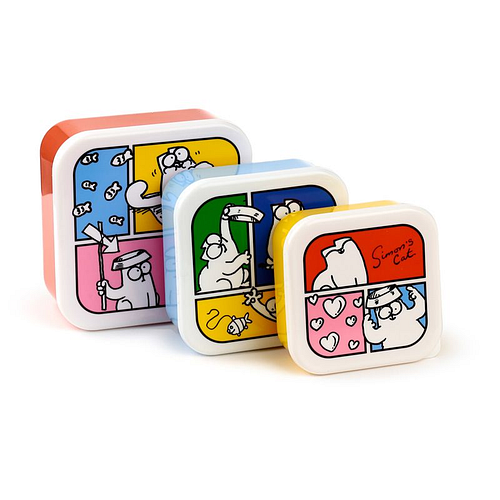 Lunchbox Set 3-delig - Simons Cat - M|250ml/L|350ml/XL|550ml - Genest 5.5x11.5x11.5cm