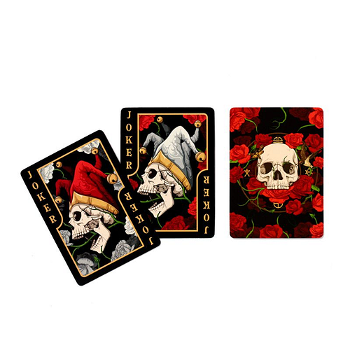 Kaartspel/Speelkaarten - Skulls & Roses Thema - 8.5x6cm