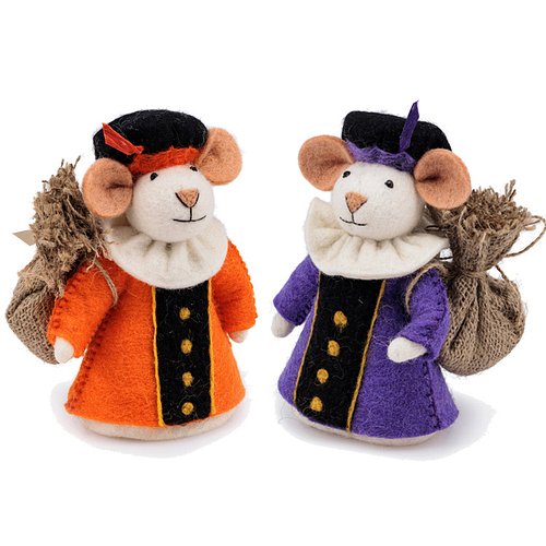 Vilten Pietermuizen Paars en Oranje - 18cm