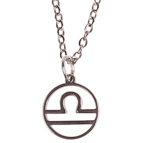 Kinderketting Zilverkleurig 45cm - Hangertje Sterrenbeeld RVS -  Weegschaal