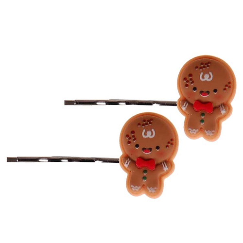 Schuifspeldjes Zilverkleurig Kerstthema - Peperkoekmannetjes - Set 2 Stuks - 2,5cm