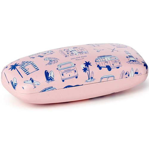 Brillenkoker - Volkswagen T1 Busje - Explore Waves - Roze - Originele Licentie - 5x16x6,5cm